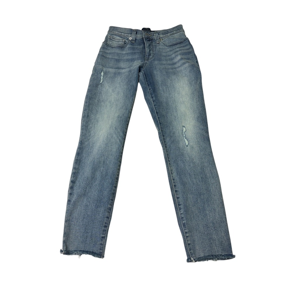 NWT Lucky Brand Womens Mid Rise Skinny Ankle Jeans Blue Distressed Hem 8/29 L27โ